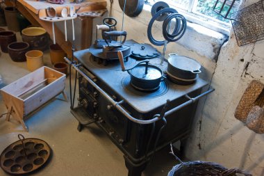 Old vintage iron stove cooker clipart