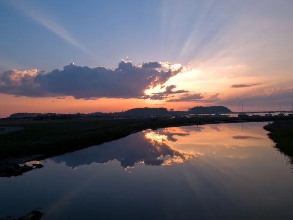 Stock image Boats in an amazing sunset