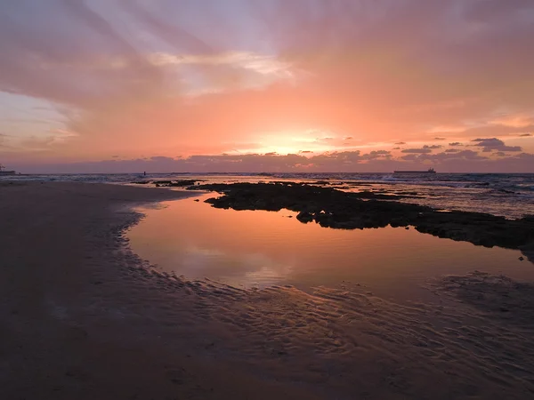 在日落的美丽海景 — 图库照片