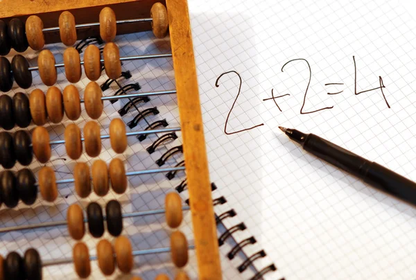 Gamla abacus och matematik drift Stockbild