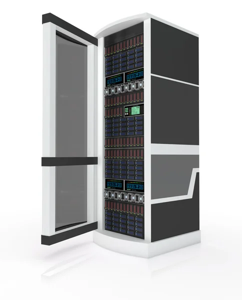 Serverschrank mit offener Tür — Stockfoto