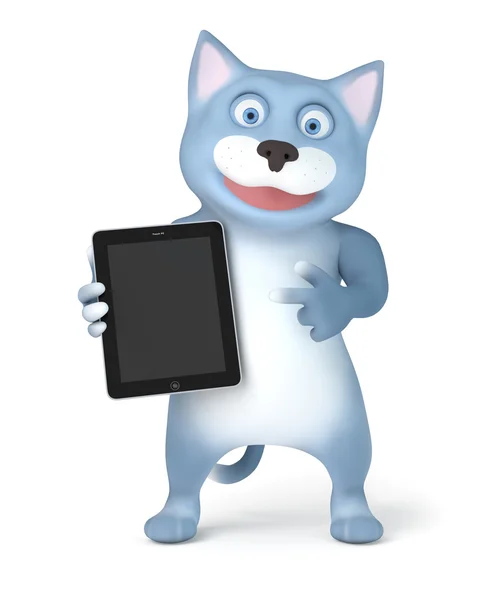 通过使用 tablet pc 的猫 — 图库照片#