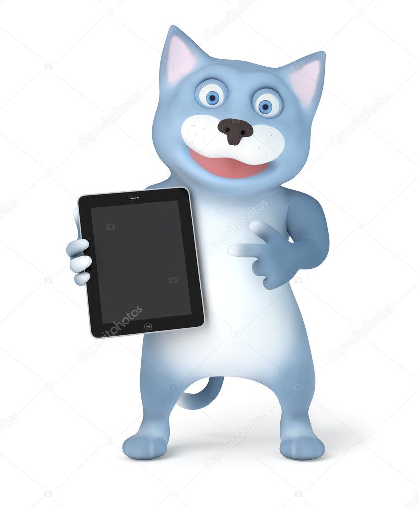 Cat with tablet pc