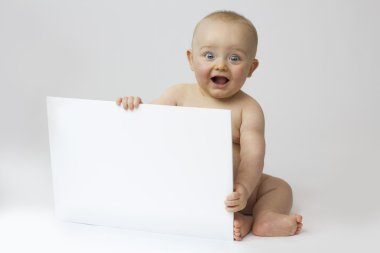 Baby with Blank Board on White clipart