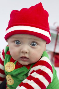 Festive Baby and Presents clipart