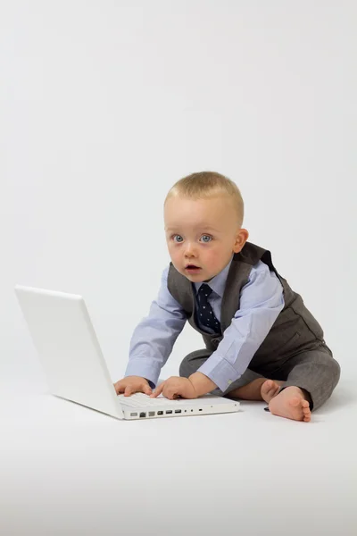Business Baby on Computer — Stock Photo, Image