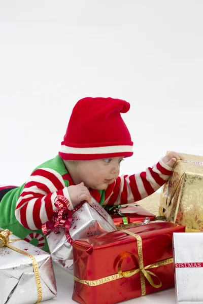 Babys First Christmas with Presents — Stock Photo, Image