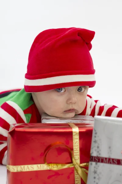 Babys First Christmas Serious — Stock Photo, Image