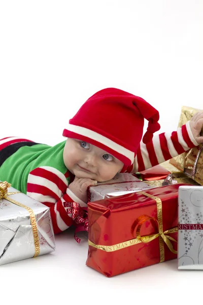 Babys šťastný první Vánoce Stock Snímky