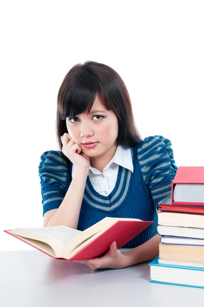 Cute Student With Hands On Chin — Stock Photo, Image
