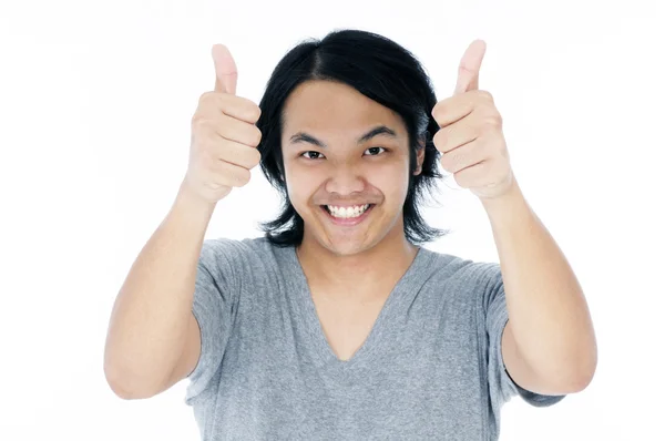 Happy Young Man Giving Thumbs Up Sign — Stock Photo, Image