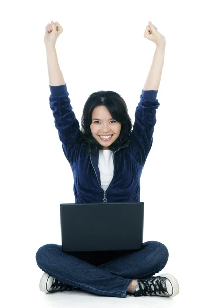 Happy Woman Cheering — Stock Photo, Image