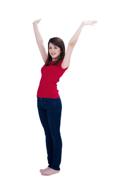 Happy Young Woman Celebrating Success — Stock Photo, Image
