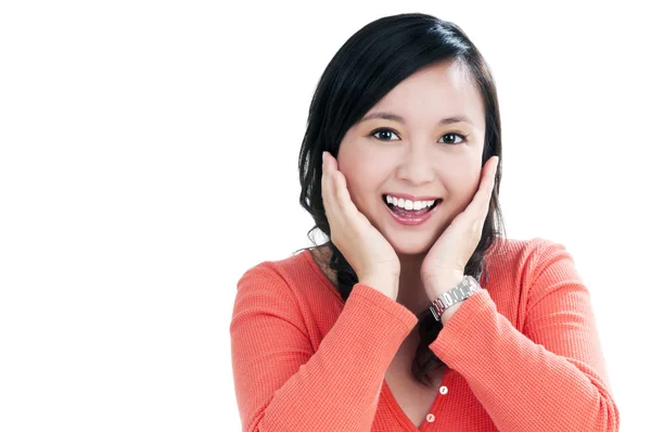 Attractive young woman looking surprised — Stock Photo, Image