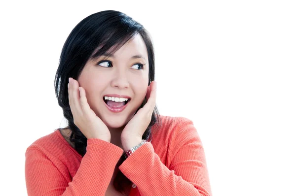 Pretty young woman looking surprised — Stock Photo, Image