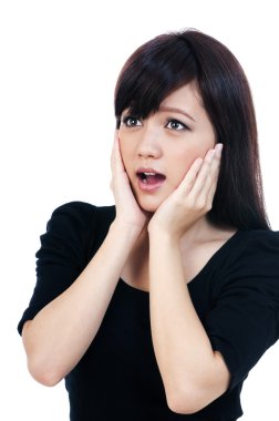 Cute Young Asian Woman Looking Surprised clipart