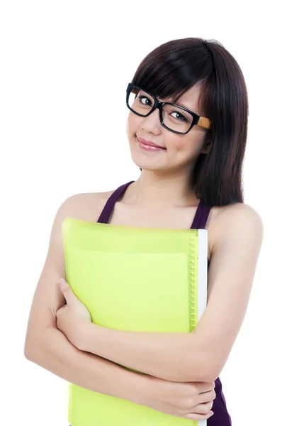 Cute Young Female Student Holding Her Folder — Stock Photo, Image