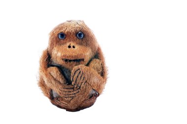 Handmade monkey from dried coconut clipart