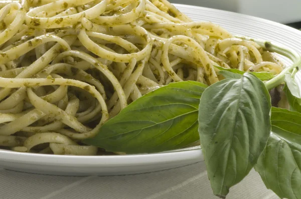 Pasta with basil — Stock Photo, Image