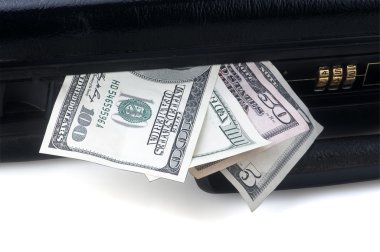 Suitcase with money dollars clipart