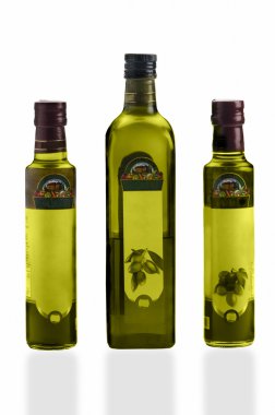 Olive oil bottles with labels clipart