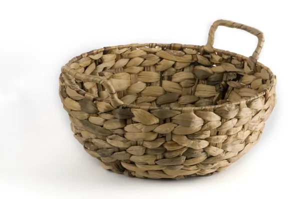 Empty brown wicker basket isolated on the white background — Stock Photo, Image