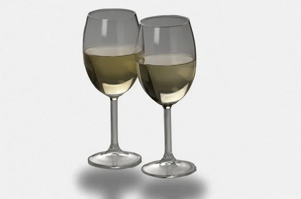 Dois copos de vinho branco isolado — Fotografia de Stock