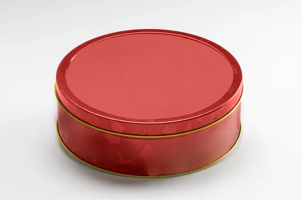 Presente caixa de metal vermelho — Fotografia de Stock