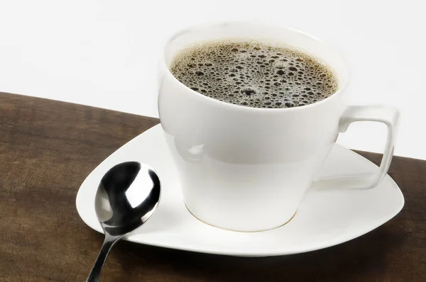 Chapa de xícara de café placa branca e fundo branco — Fotografia de Stock