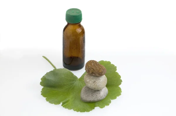 Zen pedras e folhas de óleo — Fotografia de Stock