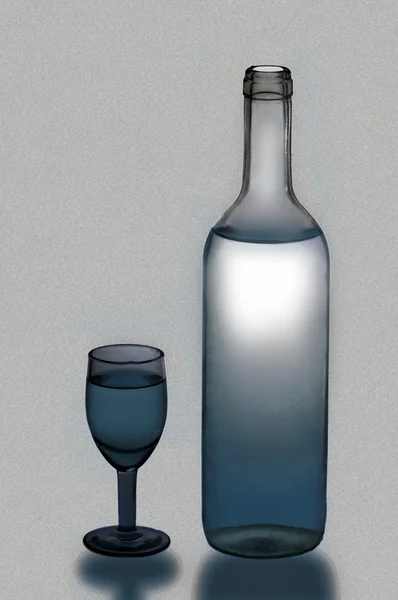 Glas wijn fles — Stockfoto