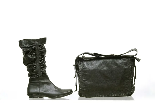 Boot and shoe leather bag — Stock Photo, Image