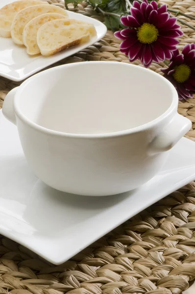 Ποσοστό σούπα με λευκό φόντο απομονωμένες κενό πίνακα σύνολο — Φωτογραφία Αρχείου