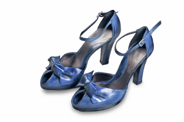 Chaussures bleues femme blanche — Photo