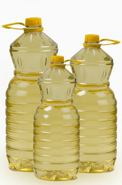 Szerelmes, olajbogyó és olívaolaj elszigetelt fehér egy üveg — Stock Fotó