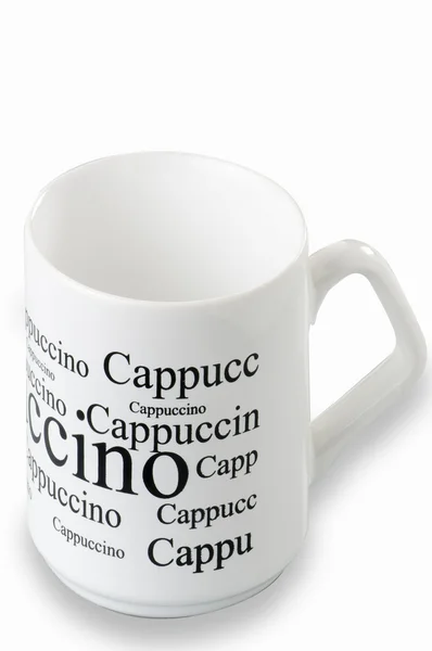 Üres fehér csésze cappuccino fehér háttérrel — Stock Fotó