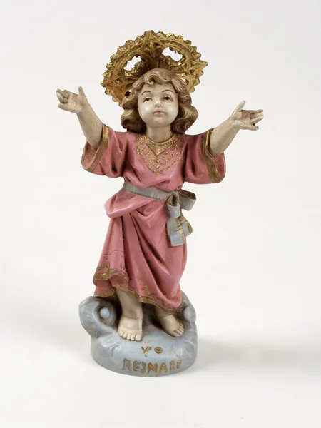 Figura de bebê jesus isolado no fundo branco — Fotografia de Stock