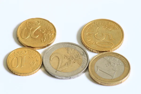 Gebruikte euromunten — Stockfoto