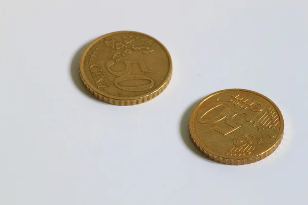 Kullanılan 50 cent euro coins — Stok fotoğraf