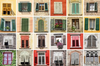 Collage with retro windows in Italy, Europe clipart