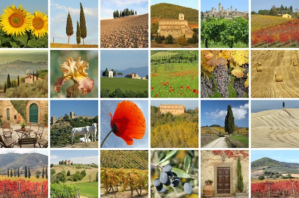 Колаж з фантастичним тосканським пейзажем — стокове фото