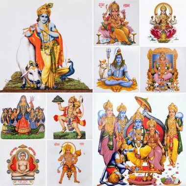 Collage with hindu gods clipart