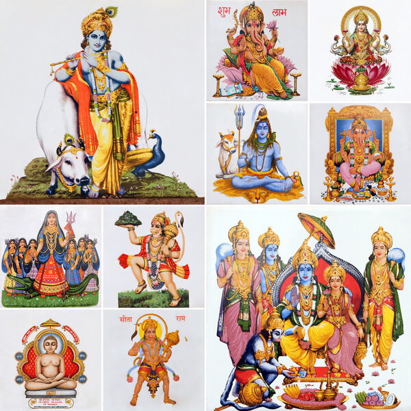 Collage with hindu gods