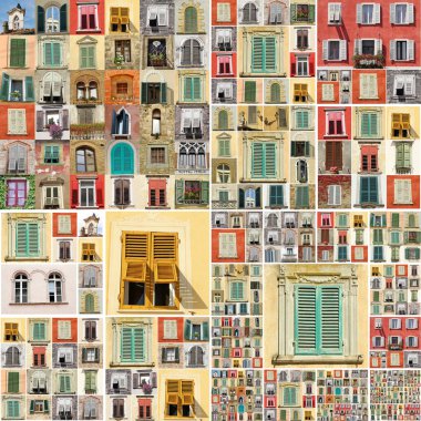 Collage with many retro windows clipart