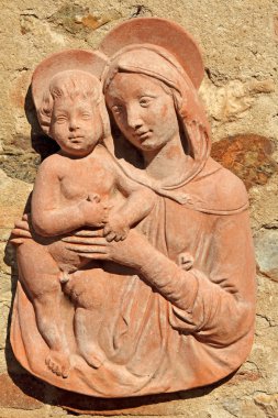 Madonna with child - terracotta decor clipart