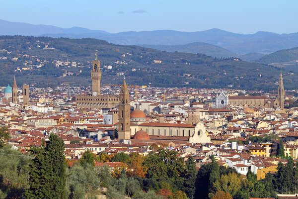 Fantastic view of Florence from Belosguardo hill, Tuscany, Italy, Europe