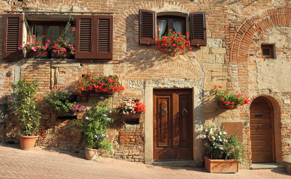 Typical italian nook in tuscan village, Certaldo, Italy