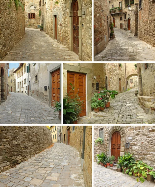 Collage mit italienischem Dorf — Stockfoto