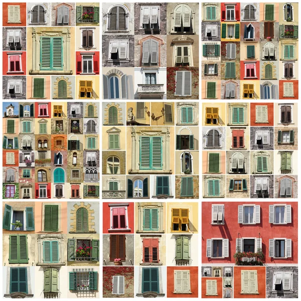 Collage with various windows — Stock Photo, Image