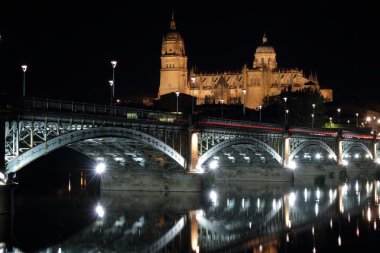 Night view of Salamanca town clipart